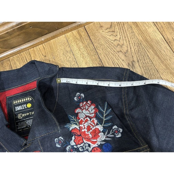 deKryptic Smiley Painted Dark Denim Jean Jacket Graphic Print Men’s Size 3XL - Picture 12 of 14